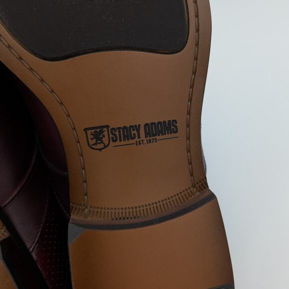 $120 Stacy Adams Karcher Plain Toe Monk Strap Shoes Burgundy Size US10.5M EU43 - Picture 9 of 14